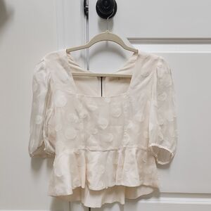 Marie Oliver Cream Puff Sleeve Blouse with Peplum Style